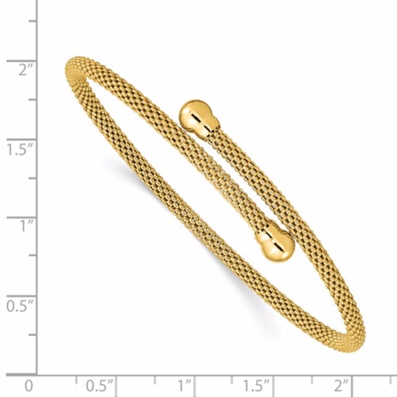 Sterling Silver Gold-Tone Textured Flexible Bangle - Picture 3 of 3